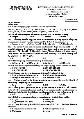Đề thi khảo sát chất lượng kỳ 2 môn Hóa học Lớp 11 - Mã đề 209 - Năm học 2019-2020 - Trường THPT Hậu Lộc 3